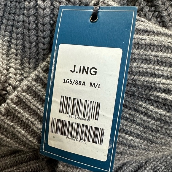 J.ING Chunky Heavy Knit Gray Cowl Neck Sweater, M/L - Picture 9 of 9